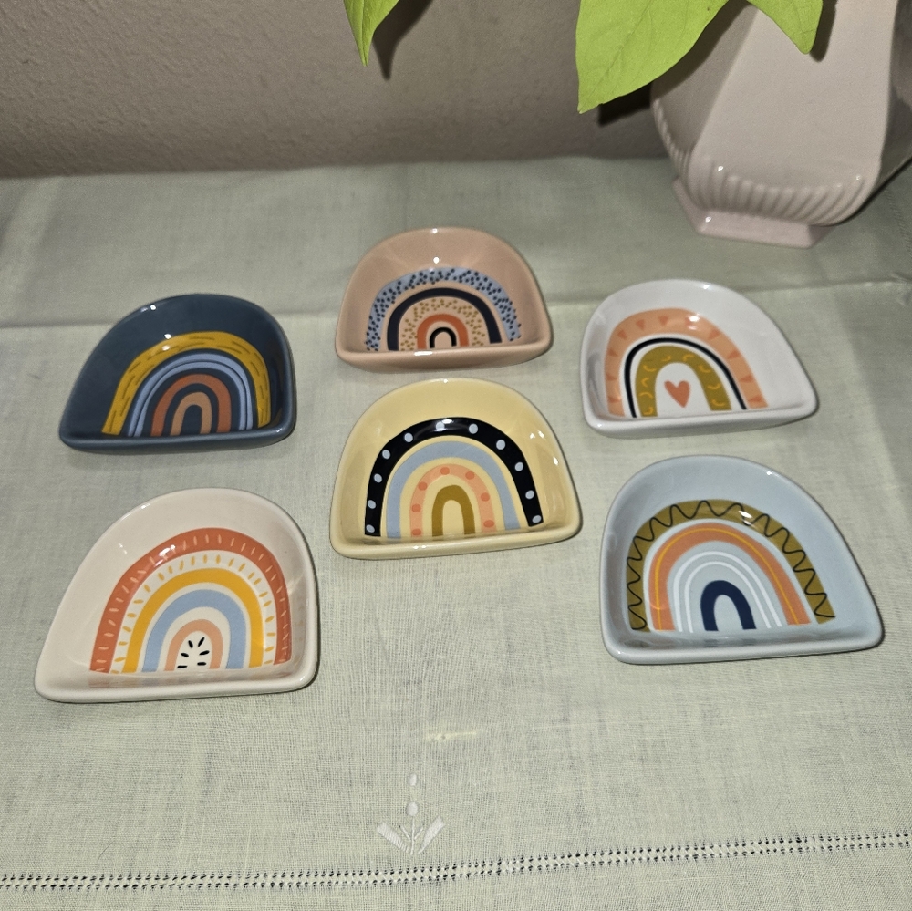 Danika Studio Jubilee Colorful Rainbow Ceramic Trinket Dishes.